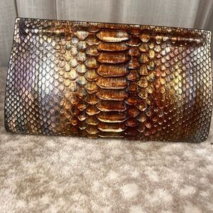 Cristina Sabatini Rose-Gold Ombre Genuine Python Clutch NWT